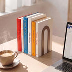 Sanwarm Bookends, 12 Pack Metal, for Home Office Desk Shelves Modern Brown - Image 5