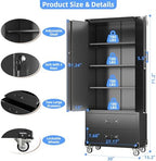 SUXXAN Rolling Storage Cabinet with 2 Doors and 2 Drawers, Heavy Duty Metal Storage Cabinet with Shelves, Locking Steel Cabinet for Warehouse, Home, Office (Black) - Image 3