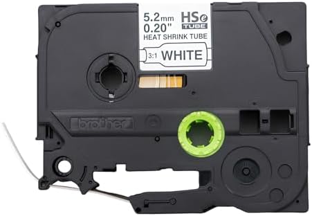 Brother HSe211E ~1/5in (5.28mm) Black on White Heat Shrink Tube, 3:1 Electrical Shrink Wrap Labeling Tape for AWG 16-24, 4.9 ft (1.5m) Cassette for P-Touch Industrial Heat Shrink Label Printers - Image 2