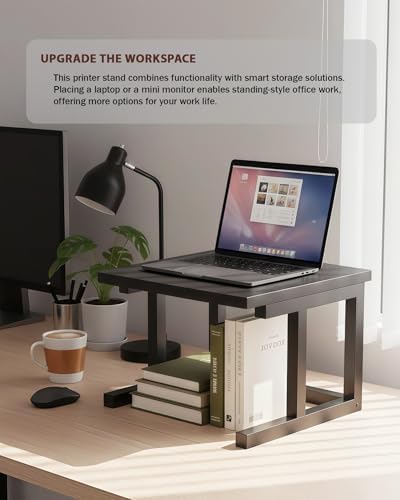 Desktop Printer Stand, 15.7″x 15.7″ 2-Tier Large Printer Shelf fit 3D Laser Printer/Scanner/Fax Machine, Industrial Storage Rack for Home Office Storage, Black P4040-B - Image 6