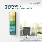 SUPEASY 20 Tier Wall File Organizer, Hanging Wall Mounted Mail Organizer with Label Slots, Metal Mesh File Holder Magazine Rack for Office, Home, School or Classroom, Black - Image 7