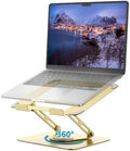 ALASHI Laptop Stand for Desk with 360° Rotating Base, Multi-Angle Adjustable Laptop Stands, Foldable Laptop Riser Compatible with 10 to 17 Inches PC Computer, Gold by ALASHImakeyourlifesimplerandeasier%EF%BC%81