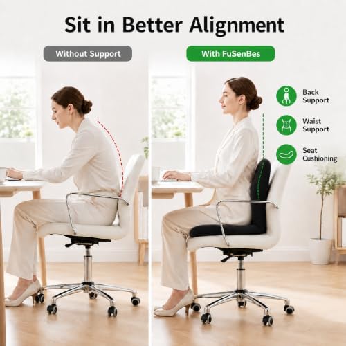 Ergonomic Back Support for Office Chair, Seat Cushion with Backrest, Adjustable Folding Floor Chair for Home, Gaming & Meditation (Black) - Image 5
