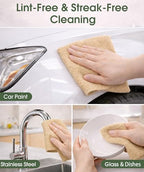 Reusable Microfiber Cleaning Cloth Roll - 100 Pack, 12"x12" Washable Tear-Away Paper Towels, Lint-Free & Streak-Free Rags for Kitchen, Glass, Cars, Electronics, Workshop and Garage(Wheat Beige) - Image 4