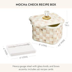 MACKENZIE-CHILDS Enamel Recipe Box, Brown-and-White Mocha Check - Image 4