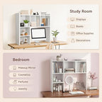 35.5" Dorm Desk Hutch White, Desktop Bookshelf with 5 Shelves - Image 4