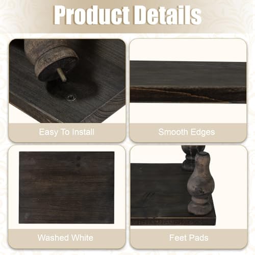 MAONAME Decorative Wood Display Risers, Washed Black Wooden Pedestal Stand - Image 3