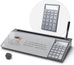 TOWON Glass Desk Whiteboard with Calculator 18x6 in, Desk Organizer, Gray by TOWON