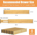 Bamboo Drawer Dividers, Adjustable Drawer Organizers, Fits 17.6–21" Drawers - Image 3