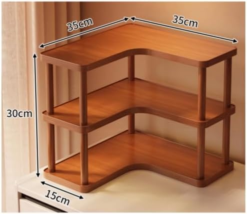 Desktop Storage Rack Three Tier Bamboo Corner Desk Organizer L Shaped Easy to Assemble for Wall - Image 3