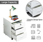 OFCASA 3 Drawer File Cabinet with Lock, Small Rolling Filing Cabinets for Home Office, Wooden Under Desk File Cabinet with Wheels, Mobile Storage Cabinet Printer Stand, for Letter/Legal/A4 Size, White - Image 3