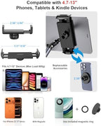 Rolling Tablet Floor Stand with Wheels, Adjustable Aluminum Arm & 360° Rotation, Magnetic Phone Holder with Remote, iPad Floor Stand for Bed, Compatible with 4.7-13" iPad, Phone, Kindle & Tablets - Image 6