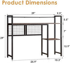 4-Tier Desk Hutch Shelf with Grid Panel, 39” Desktop Bookshelf for Monitor, Office & Home (Rustic Brown, 39") - Image 3