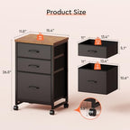 Maihail 3 Drawer Mobile File Cabinet on Wheels Fits A4 Size for Home Office - Image 3