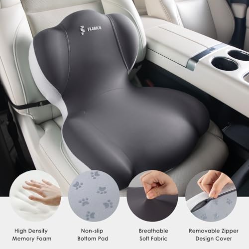 FLORICH Memory Foam Truck Seat Cushion,Car Seat Cushion and Lumbar Support Pillow for Office Chair, Ergonomic Back Support & Sciatica Relief for Long Drives(Slight Grey) - Image 3