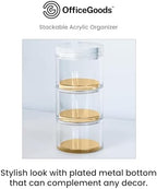 OfficeGoods 3-Tier Stackable Acrylic Holder, Clear with Gold Metal Base - Image 2