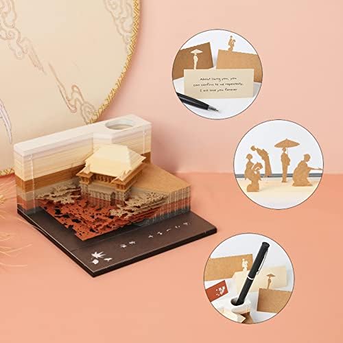 Shimizu Temple Japan 3D Paper Note Three-Dimensional Memo Pad Sticky Notes Paper Bookmark Pen Holder Creative Birthday Gift (Yellow) - Image 2