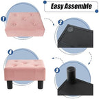 BRIAN & DANY Small Foot Stool, Velvet Foot Stools with Legs, Stable Small Footstool for Living Room, Pink - Image 5