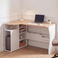 Garvee L Shaped Desk with Storage Shelves, Small Corner Desk for Small Spaces, Corner Table with 3 Tier Shelves, Home Office, Writing Study Gaming Desk Oak Wood by Garvee
