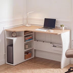 Garvee L Shaped Desk with Storage Shelves, Small Corner Desk for Small Spaces, Corner Table with 3 Tier Shelves, Home Office, Writing Study Gaming Desk Oak Wood by Garvee