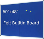 DEVELOP 60x48 Inch Large Blue Felt Bulletin Board, Wall Mounted Pin Memo Notice Cork Board with Silver Aluminium Frame for Office, Home, and Classroom, Includes 10 Push Pins by DEVELOP