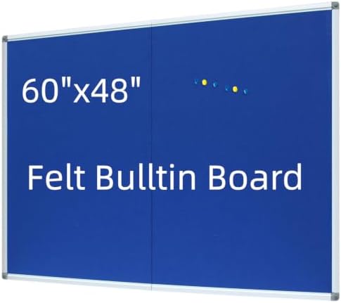 DEVELOP 60x48 Inch Large Blue Felt Bulletin Board, Wall Mounted Pin Memo Notice Cork Board with Silver Aluminium Frame for Office, Home, and Classroom, Includes 10 Push Pins by DEVELOP