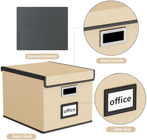 File Organizer Box with Lids, Collapsible File Folder Organizer - Image 4