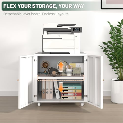 Large Rolling Printer Stand with Storage,Printer Table for Home Office - Image 3