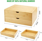 Charmewooden Bamboo Desk Organizer with Drawers, Countertop Organizer with Drawers Makeup Storage Drawer 2 Drawers Tabletop Storage Organization Box Home Office Workspace Bathroom Toiletries Supplies - Image 2