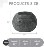 Hobestluk Stuffed Pouf Ottoman Footrest,Round Footstool,Handle,Small,Grey - Image 2