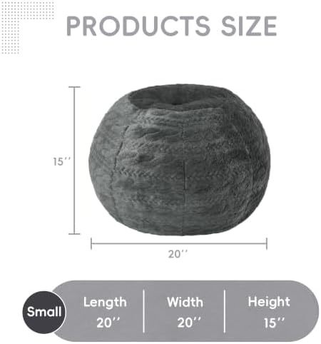 Hobestluk Stuffed Pouf Ottoman Footrest,Round Footstool,Handle,Small,Grey - Image 2