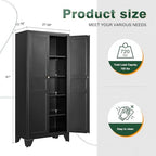 Letaya Metal Pantry Storage Cabinet with Door and Adjustable Shelves,Black - Image 3