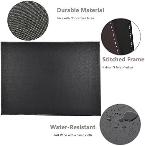 KINGFOM Desk Pad & Mat 24" x 18" Protector Large Mouse Pad PU Leather for Desktops and Laptops (Black) - Image 6