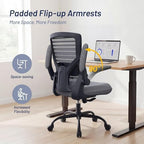 Office Desk Chair for Long Hours & Lower Back Pain Relief – 4“ Thick Molded Foam Cushion, Enhanced Lumbar Support, Padded Flip-up Armrests, Ideal for Office or Study (Dark Gray) - Image 7