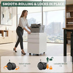3 Drawer White File Cabinet with Lock, Rolling Under Desk Cabinet - Image 5