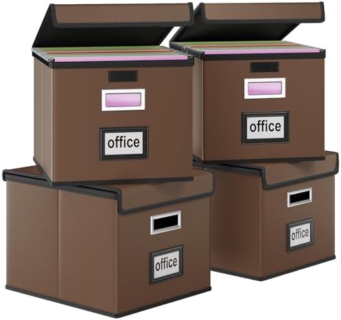 File Organizer Box with Lids, Collapsible File Folder Organizer by Huolewa