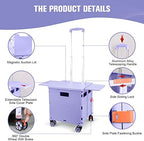 FELICON SELORSS Folding Utility Cart Portable Rolling Crate Handcart-Purple - Image 3