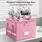 ENGPOW 5200°F File Box Fireproof Document Box with Lock,Heat Insulated Collapsible File Storage Organizer Box with Handle,Portable Home Office File Cabinet for Hanging Letter/Legal Size Folder, Pink - Image 6