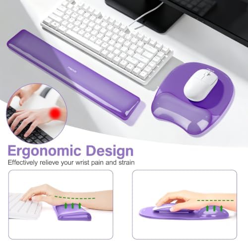 MOSISO Cooling Gel Wrist Rest Support for Mouse Pad&Keyboard Set, Purple - Image 3