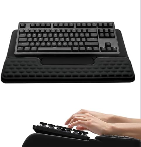 Wrist Rest for Computer Keyboard, 2 in 1 Keyboard Wrist Support Pad, Memory Foam Keyboard Riser Holder Lift Tray with Wrist Pad for Easy Typing for Office Desk, Home, School (Square Black) by Unknown