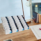 Vevitts Acrylic Business Card Holder for Desk Multiple Business Card Holders 28 Slot 7 Tier Large Business Card Organizer Business Card Display Rack Clear Plastic Business Card Stand for Home Office - Image 6