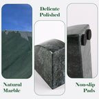 Karibiber Marble Bookend for Shelves, Non-Skid Bookends for Heavy Books, Heavy Duty Book Stopper for CDs, Luxury Book Shelf Holder, Quarter Circle Design Book Ends Decorative, Indian Green, Set of 2 - Image 3