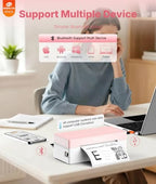 Rongta 4x6 Bluetooth Thermal Label Printer, Wireless Shipping Label Printers for Shipping Packages Small Business Office or Home, Compatible with iPhone Android iPad macOS Windows, Pink - Image 2