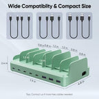 300W Charging Station for Multiple Devices, 8 Port Multi USB C Fast Charger Station Dock for MacBook iPhone 16/15/14/13/12 Samsung Pixel Series iPad, Green (6 Mixed Short Cables Included) - Image 5