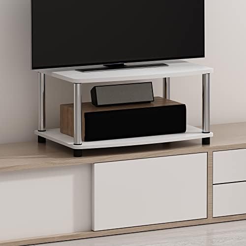 Furinno Turn-N-Tube 2-Tier Printer Table with Storage, Under Desk Printer Stand, Toolless Assembly, for CPU, Work Supplies, Home Office, White Oak by Furinno-FitsYourSpaceFitsYourBudget