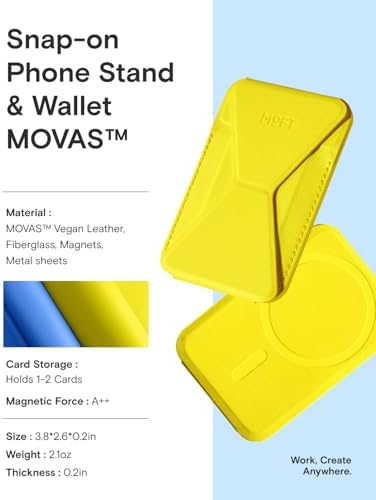 MOFT Magnetic Wallet Stand Compatible with iPhone 17/16/15/14/13/12 Series, Angle Adjustment & Magsafe Compatible MOVAS Phone Stand,Neon - Image 6