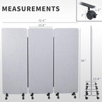 VIVO Freestanding 72 x 66 inch Privacy Panel, Mobile Cubicle Divider, x3 24 inch Wall Partitions, Gray, PP-3-T072G-M - Image 3