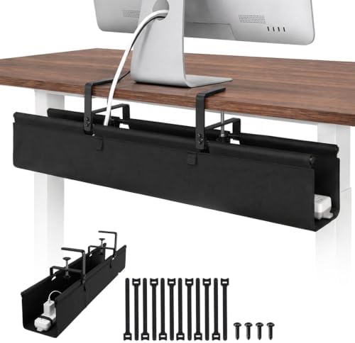 No Drill Under Desk Cable Management Tray, 36 Inch, Black by Keemute
