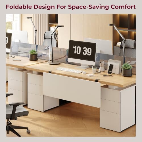 Desk Extender Tray,48"×12" Clamp-On Arm Rest Shelf, 90° Foldable Computer Elbow Support for Office Home, Space-Saving Keyboard Mouse Tray (White) - Image 2