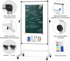 44x26 Rolling Whiteboard on Wheels, Height Adjustable Dry Erase Board - Image 3